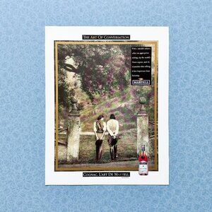 Vintage Martell Cognac Ad | Luxe Equestrian Bar Print | French Lounge Art